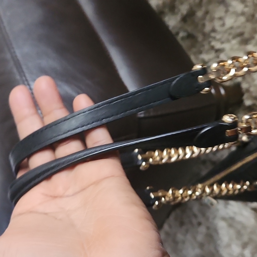 Coach Black and Gold Embossed Leather Tote - Picture 6 of 8